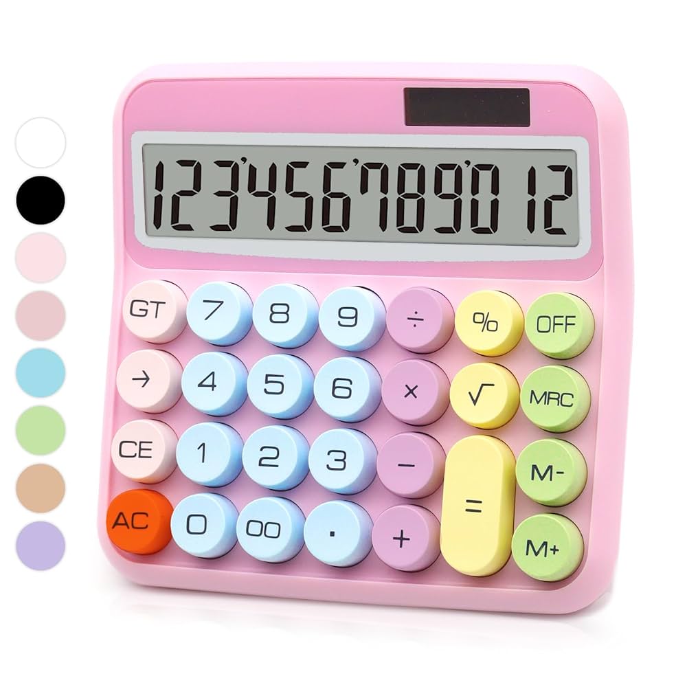 UPIHO Pink Calculator, Standard Calculator 12 Digit with